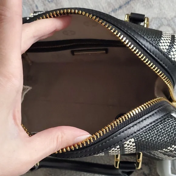 Tory Burch Robinson Plaid Boston Satchel Bag Purse with Crossbody Strap - Picture 5 of 16